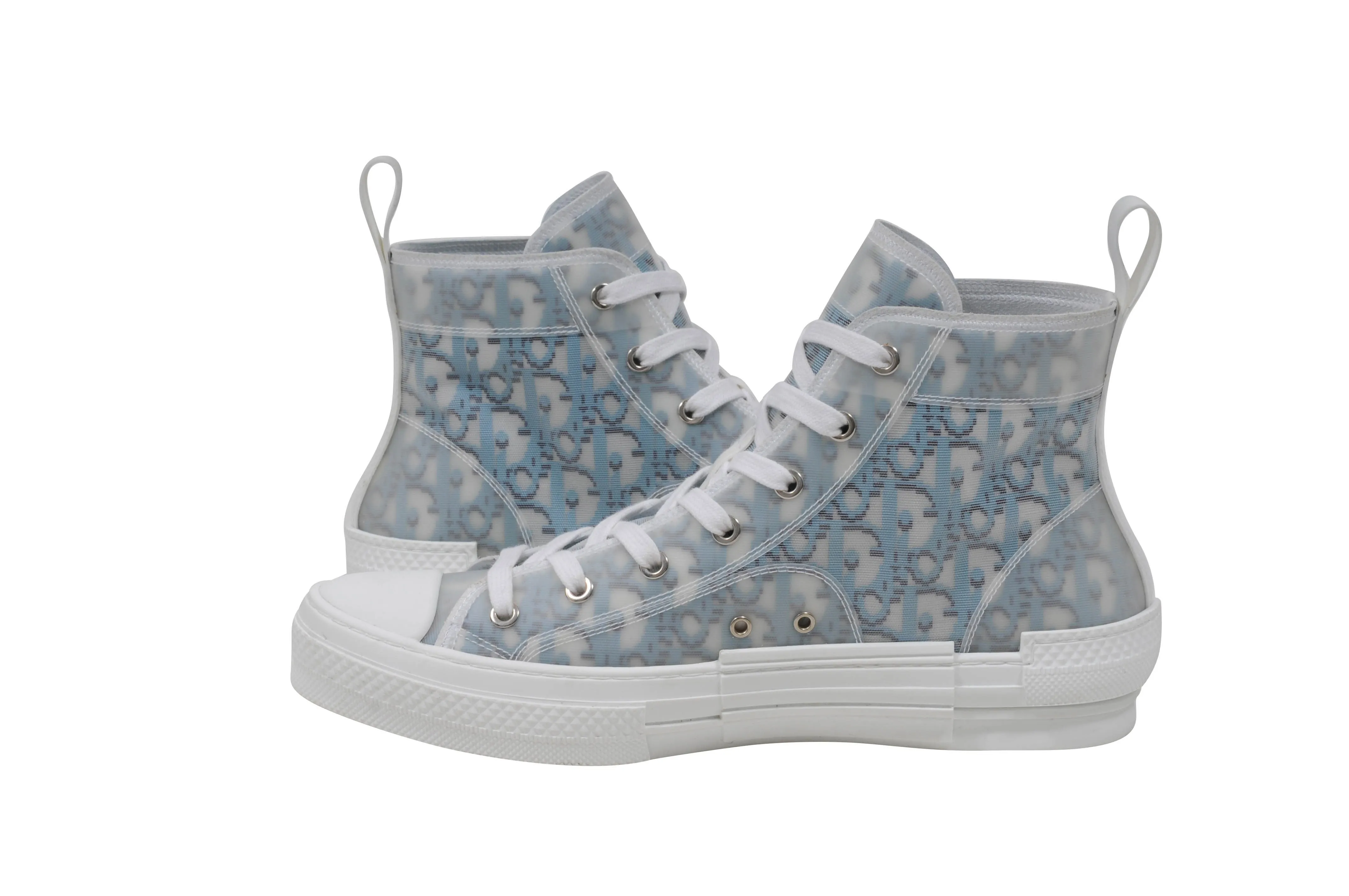 B23 Blue Dior Oblique Pixel Canvas High Top Sneaker