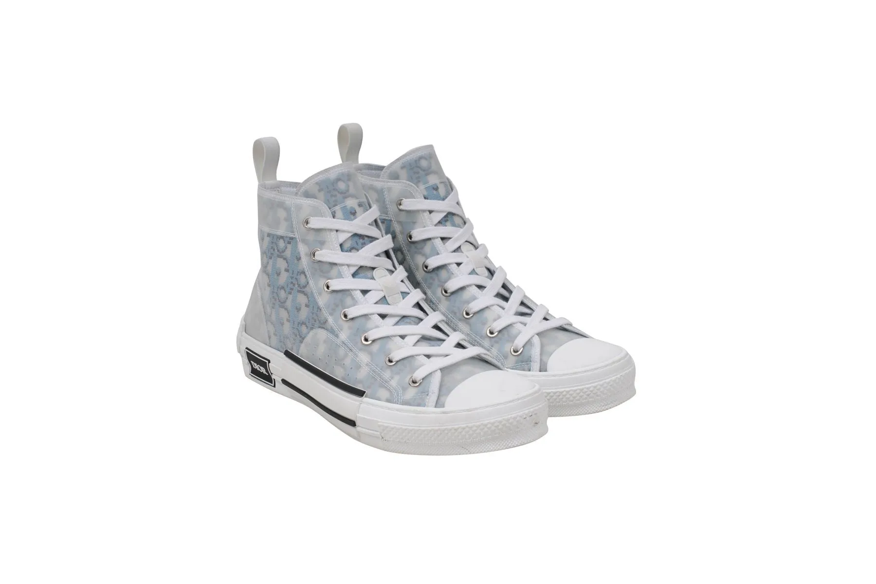 B23 Blue Dior Oblique Pixel Canvas High Top Sneaker