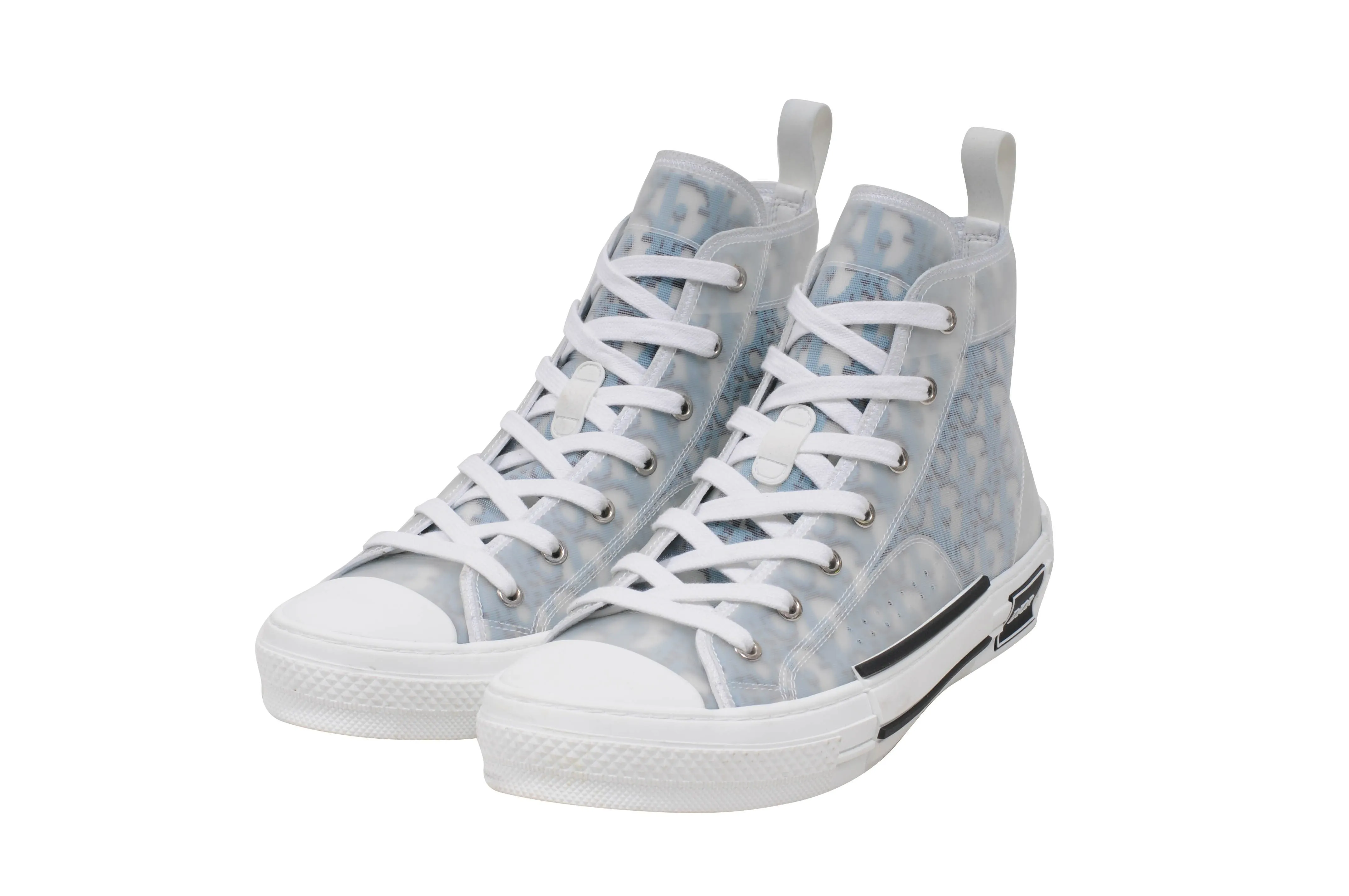 B23 Blue Dior Oblique Pixel Canvas High Top Sneaker