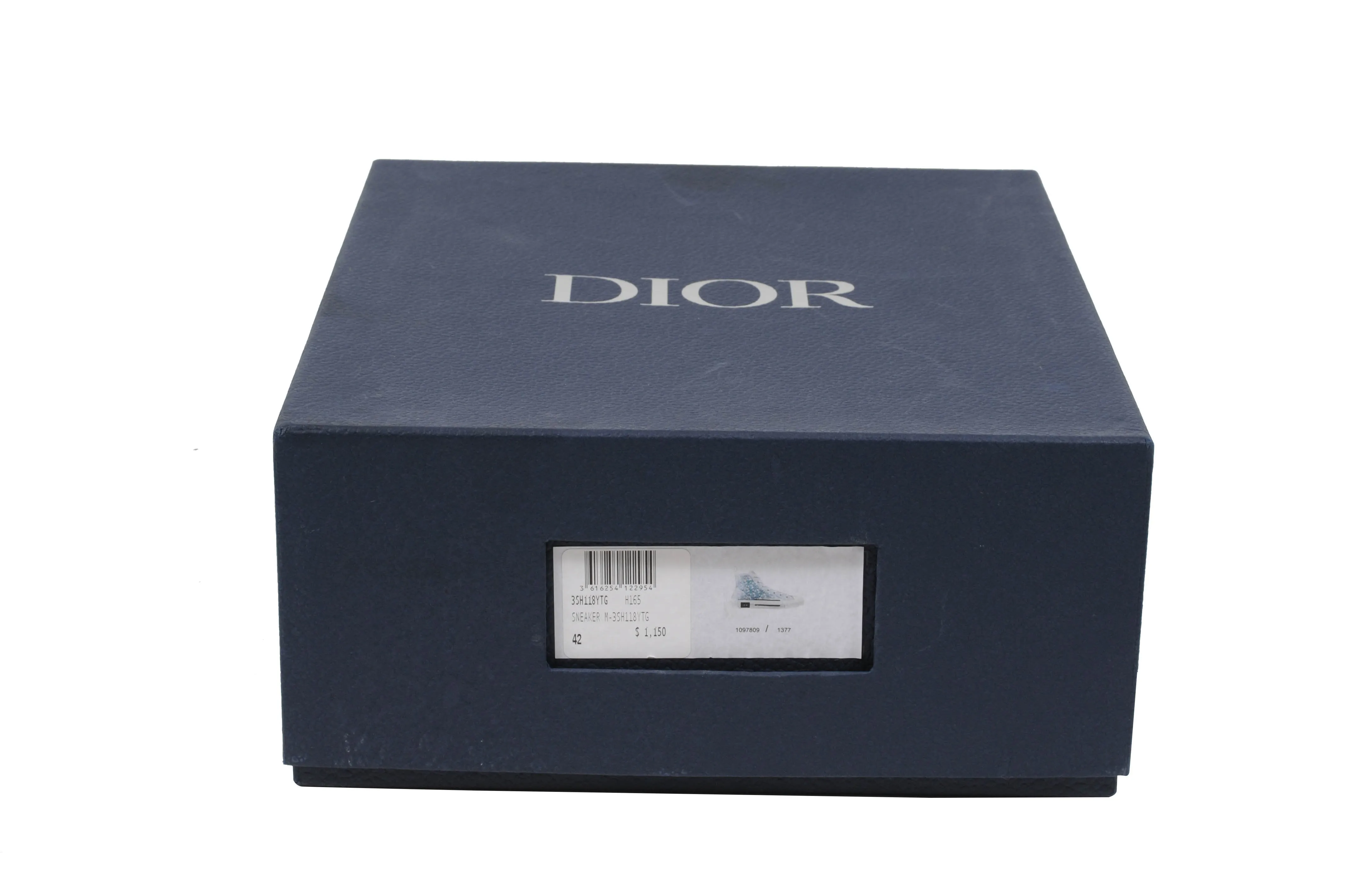 B23 Blue Dior Oblique Pixel Canvas High Top Sneaker