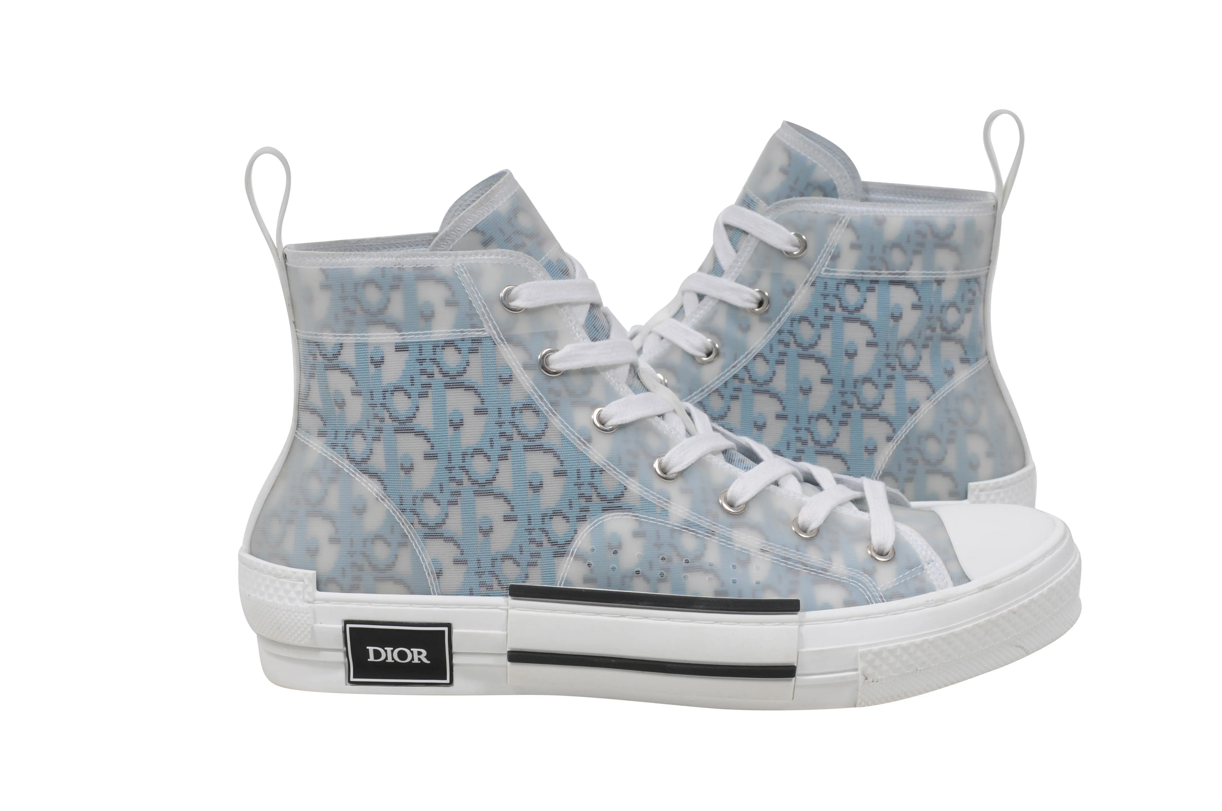 B23 Blue Dior Oblique Pixel Canvas High Top Sneaker