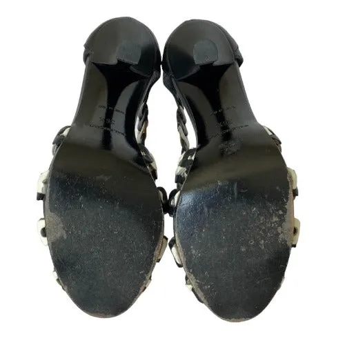 BALENCIAGA Black & White Morocco Leather Sandals Nicolas Ghesquiere 2008, Size 36.5