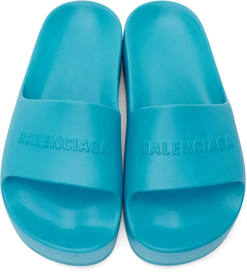 Balenciaga Blue Chunky Slide Sandals