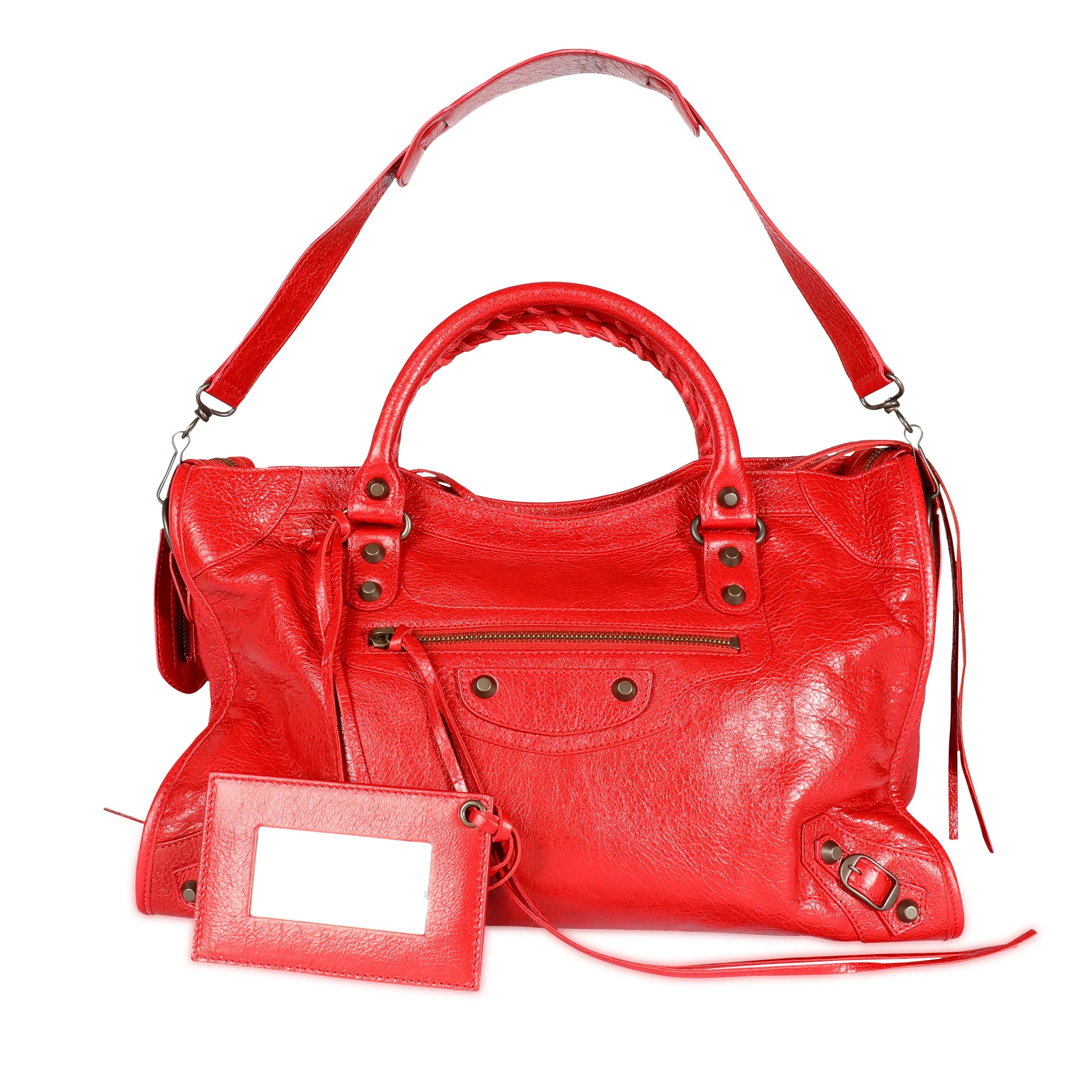 Balenciaga Red Lipstick Lambskin Classic City Bag