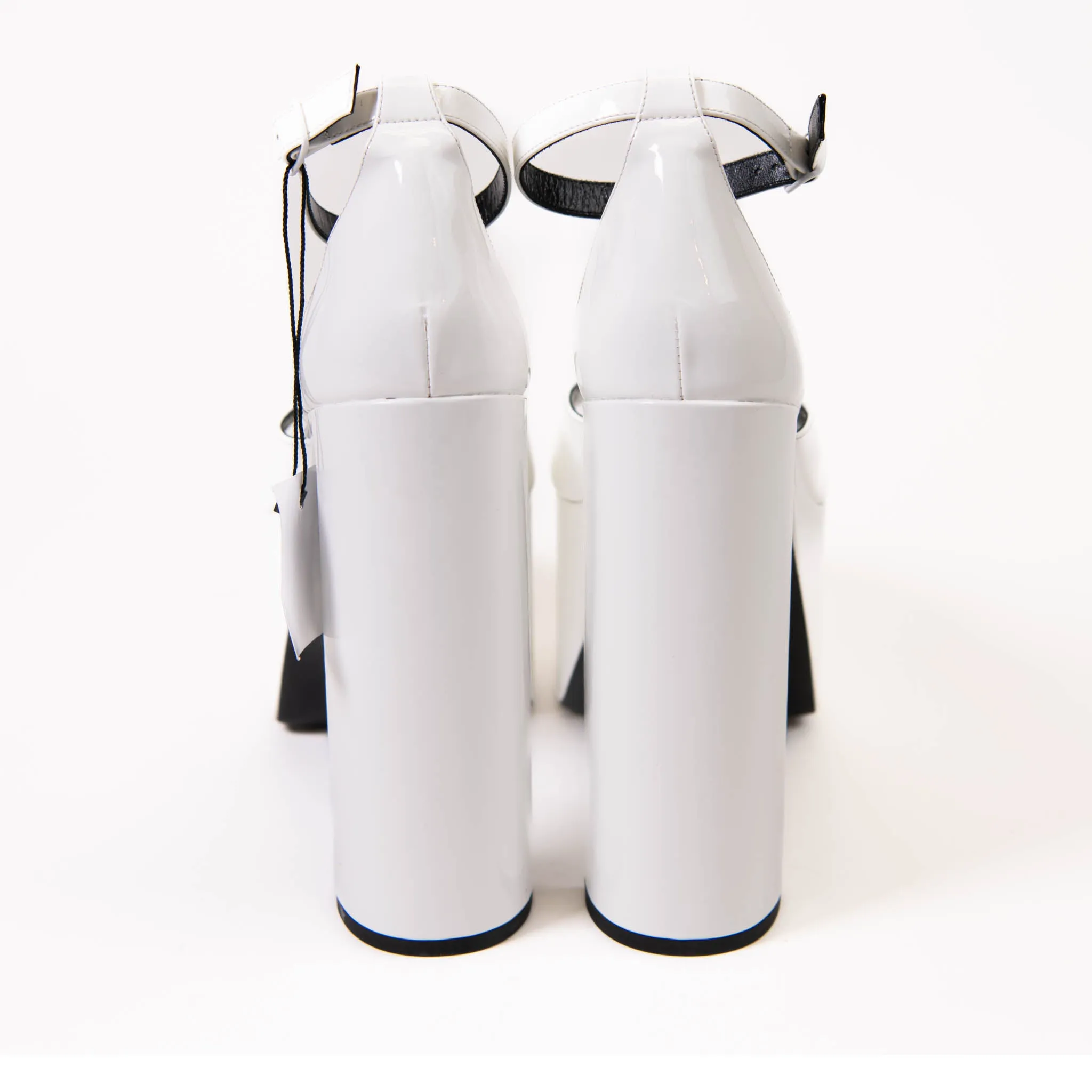 Balenciaga White Patent Leather Camden Platform Sandals Size 39