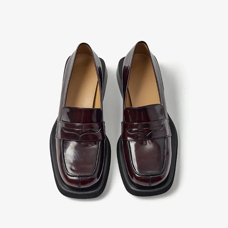 BeauToday Round Toe Wedge Loafers for Women