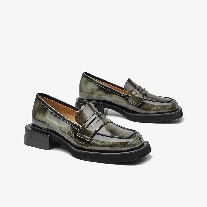 BeauToday Round Toe Wedge Loafers for Women
