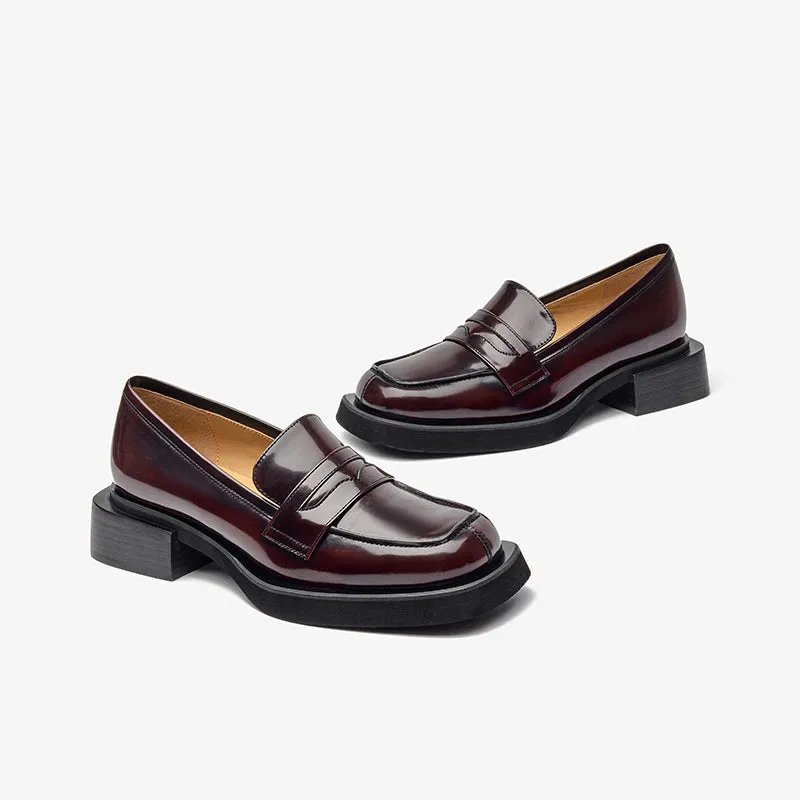 BeauToday Round Toe Wedge Loafers for Women