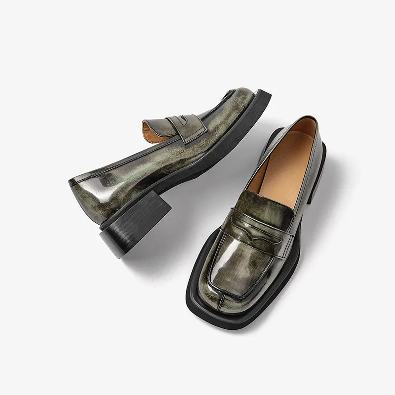 BeauToday Round Toe Wedge Loafers for Women