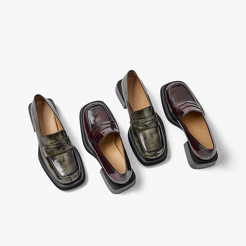 BeauToday Round Toe Wedge Loafers for Women