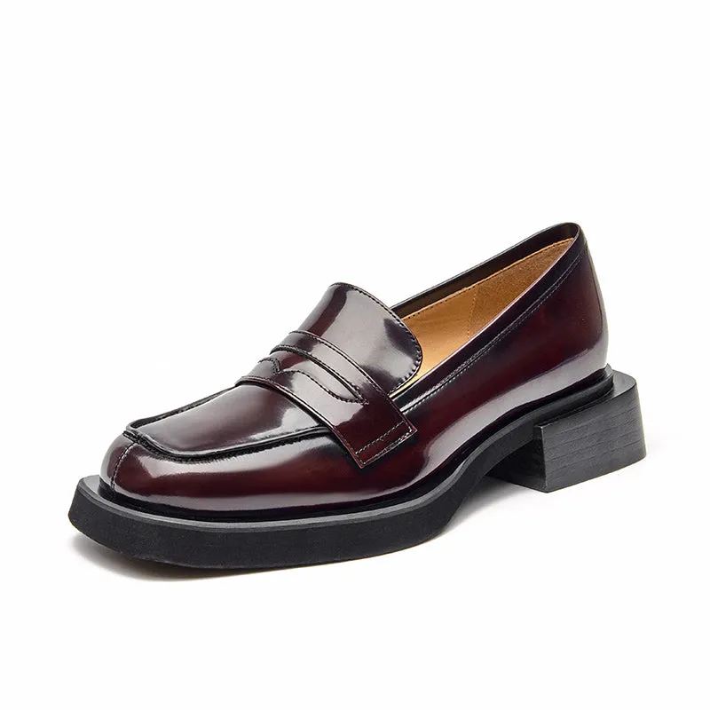 BeauToday Round Toe Wedge Loafers for Women
