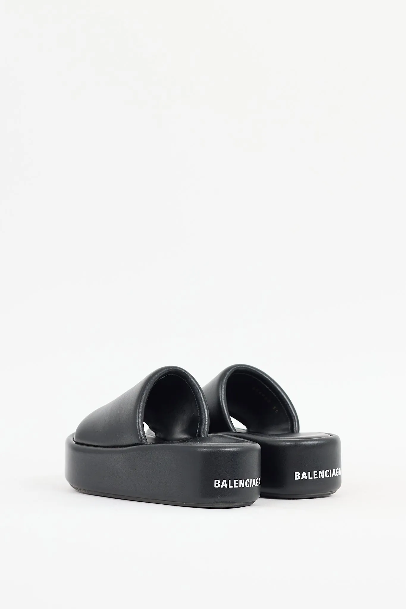 Black Leather Rise Platform Sandal