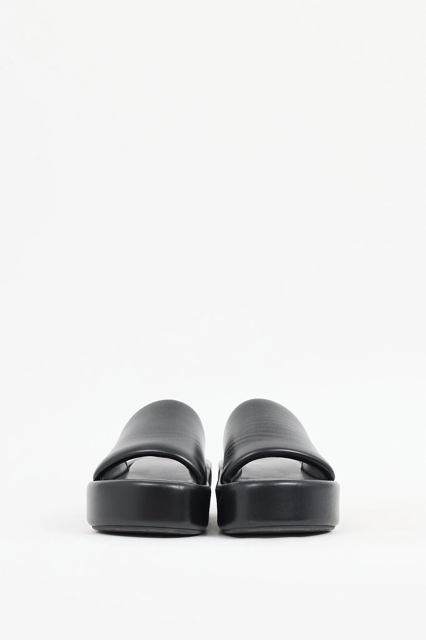 Black Leather Rise Platform Sandal