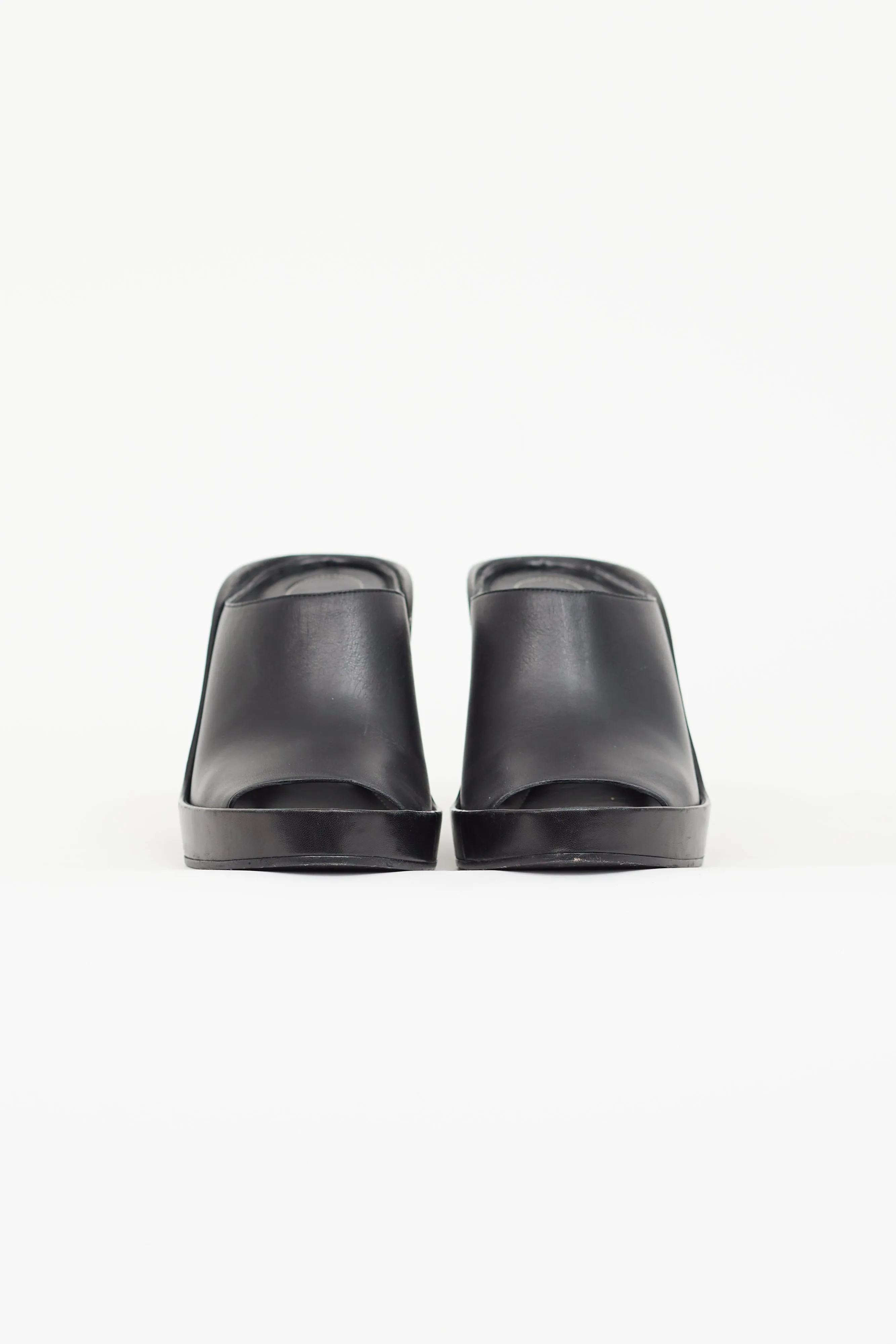 Black Leather Wedge Sandal
