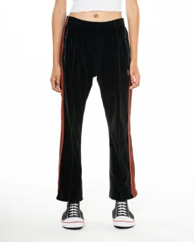 Black/Red Velour Striped Trackpants