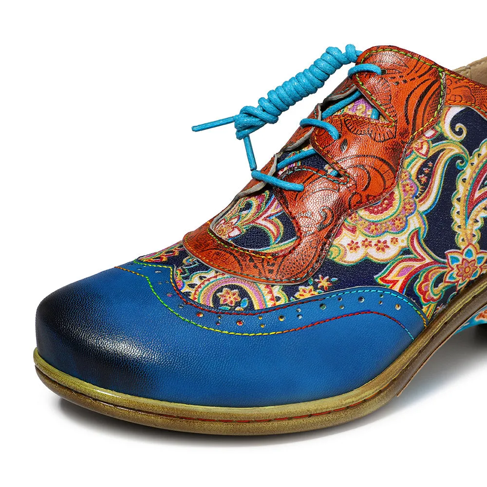 Blue Low Heel Oxford Heel Pumps