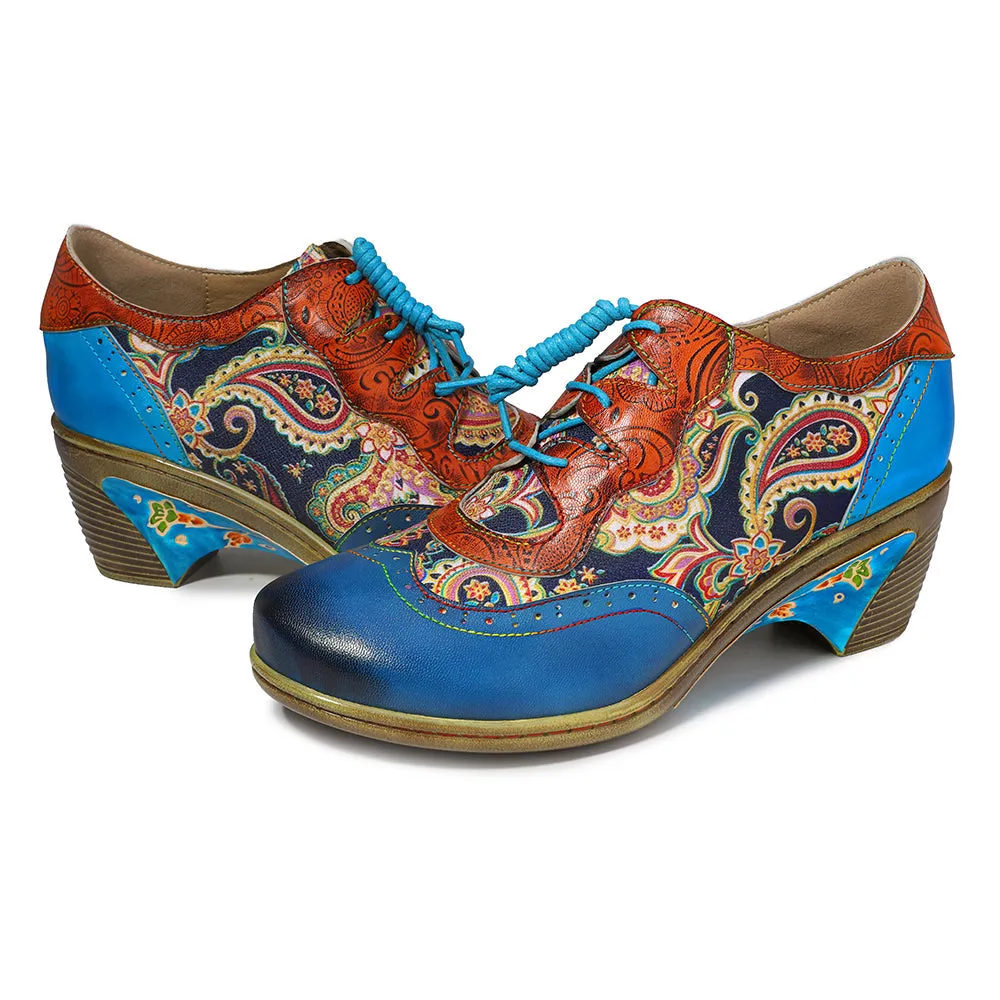 Blue Low Heel Oxford Heel Pumps