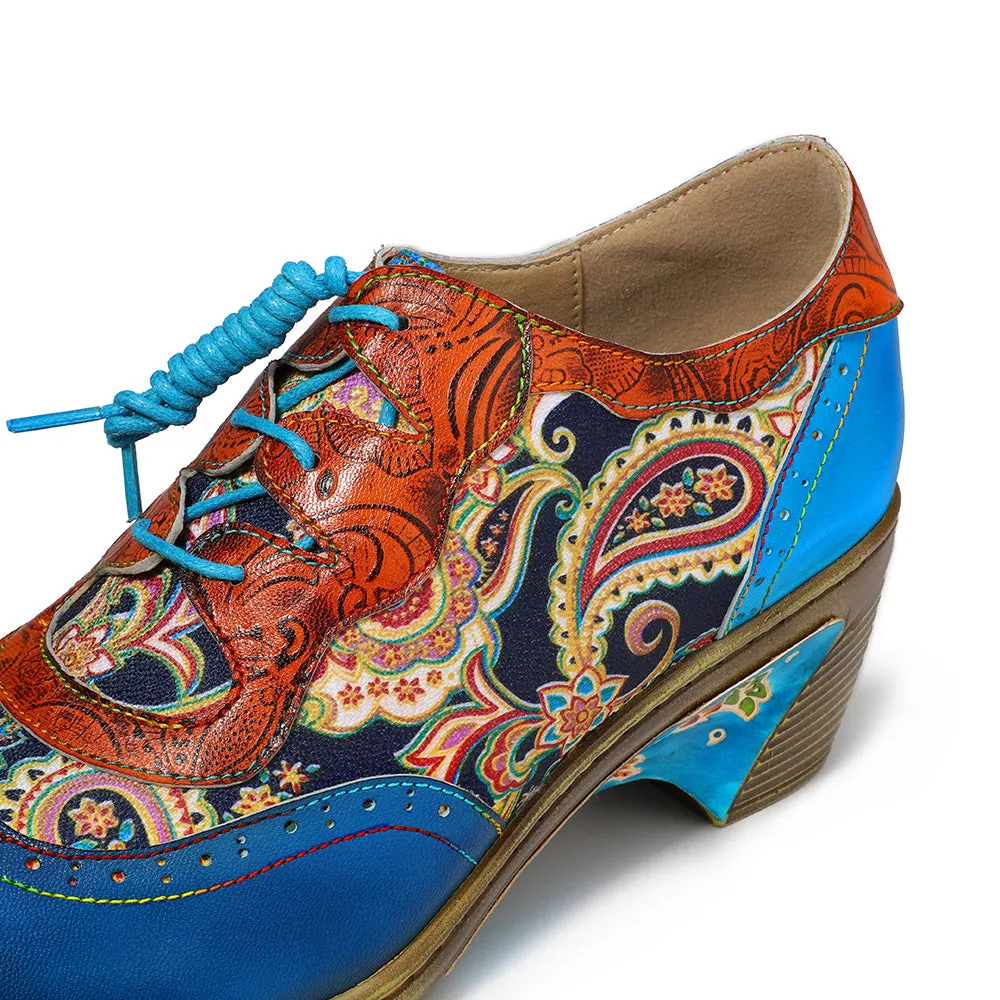 Blue Low Heel Oxford Heel Pumps