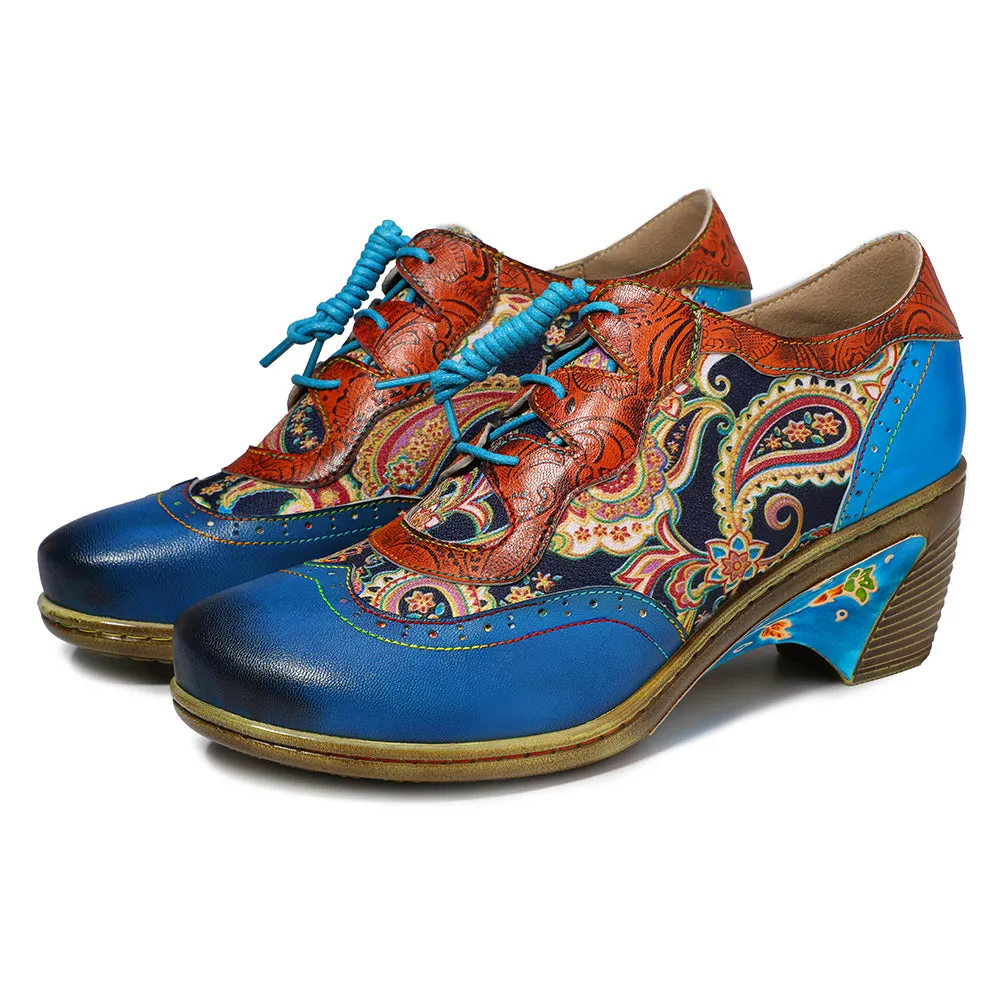 Blue Low Heel Oxford Heel Pumps