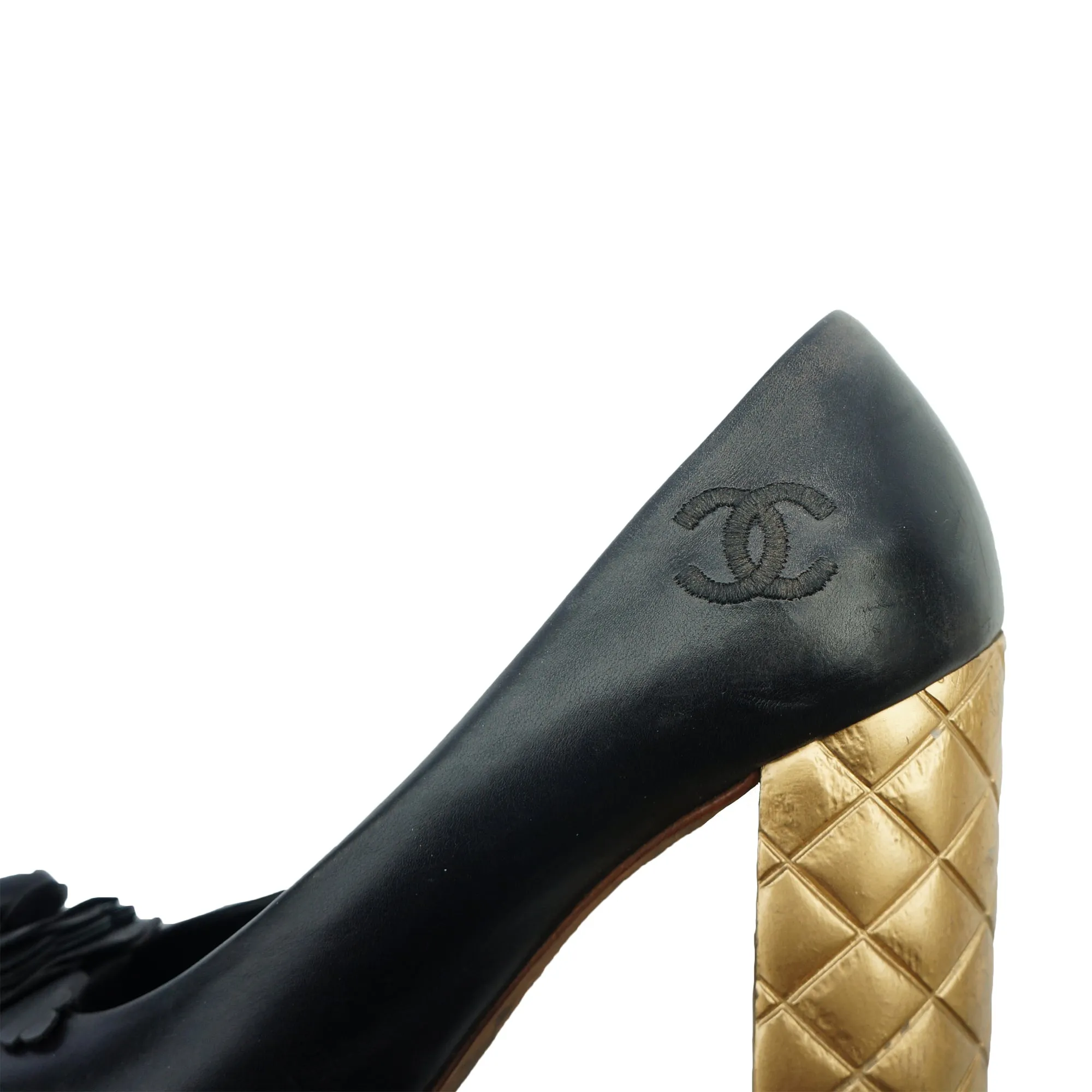 CHANEL 2015 CAMELLIA LEATHER PUMPS