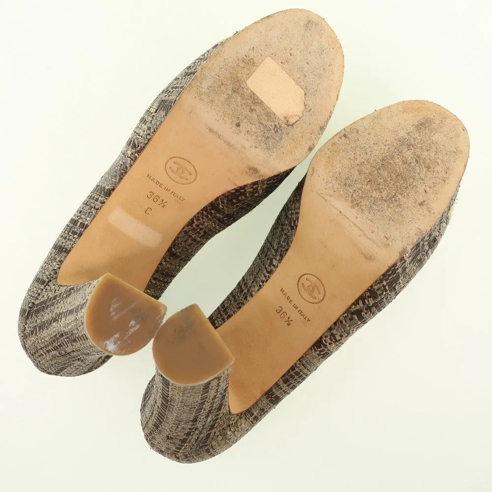 CHANEL pumps Patent Leather, Jute Gold / Brown High heels Women 36 1/2 Used