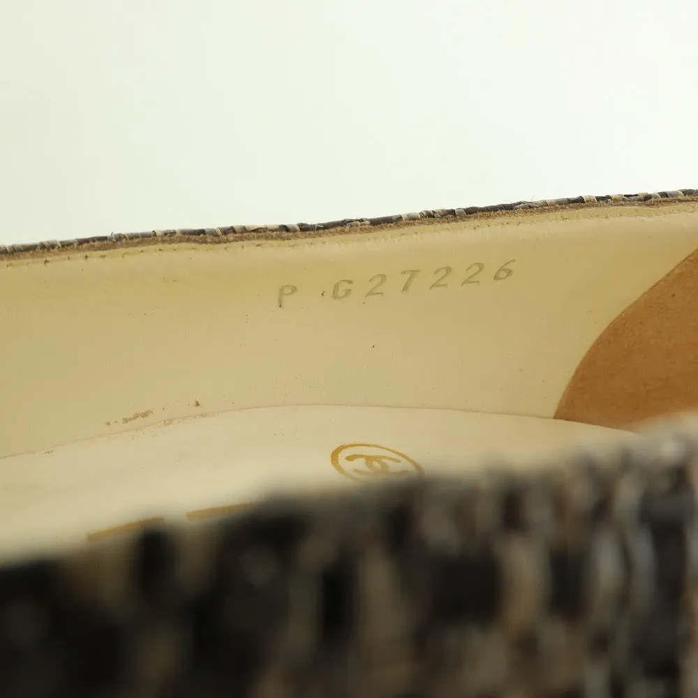 CHANEL pumps Patent Leather, Jute Gold / Brown High heels Women 36 1/2 Used