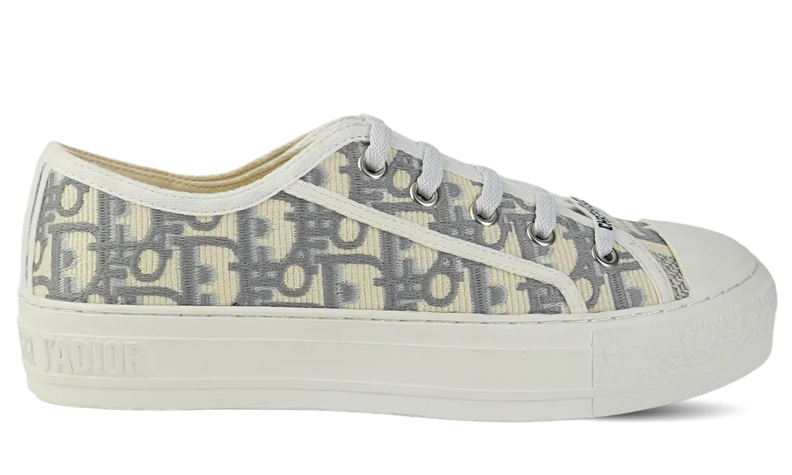 CHRISTIAN DIOR Canvas Oblique Walk'N'Dior Low Top Sneakers 36 Grey Stone