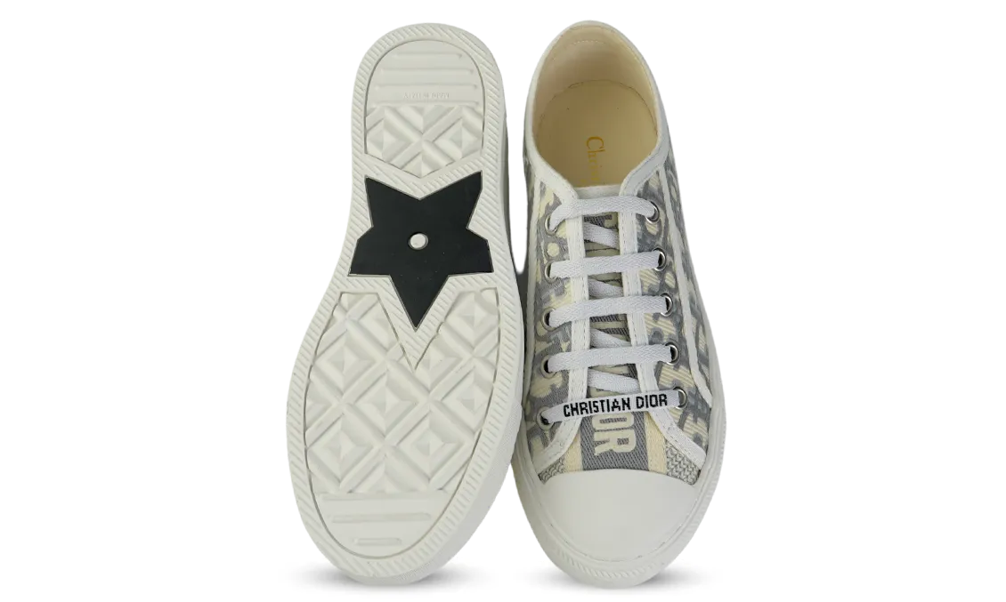 CHRISTIAN DIOR Canvas Oblique Walk'N'Dior Low Top Sneakers 36 Grey Stone
