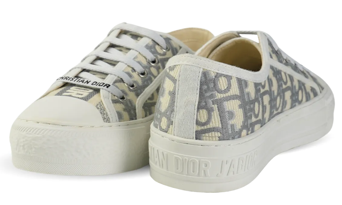 CHRISTIAN DIOR Canvas Oblique Walk'N'Dior Low Top Sneakers 36 Grey Stone