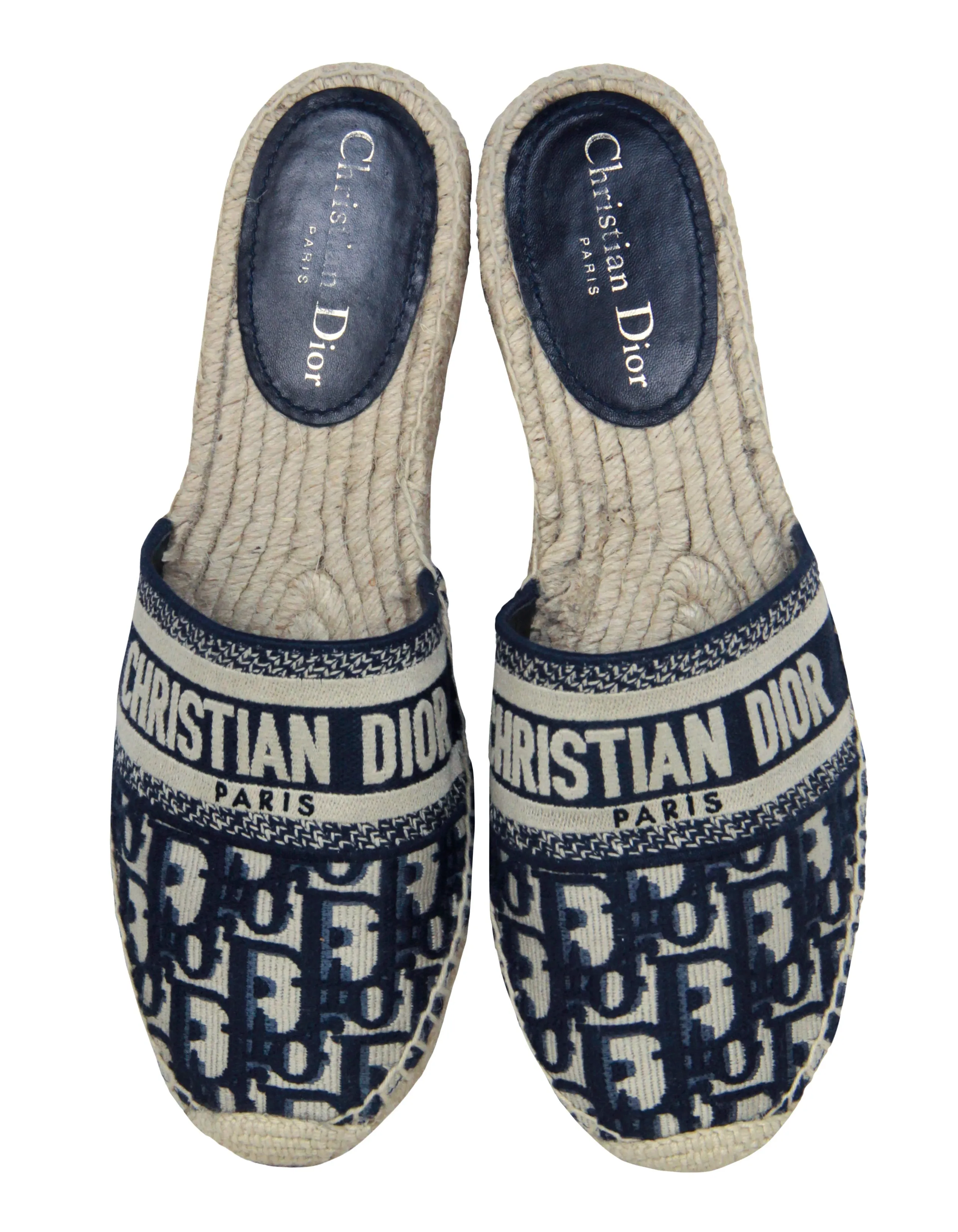 Christian Dior Deep Blue Monogram Oblique Granville Espadrille Mule sz 39.5