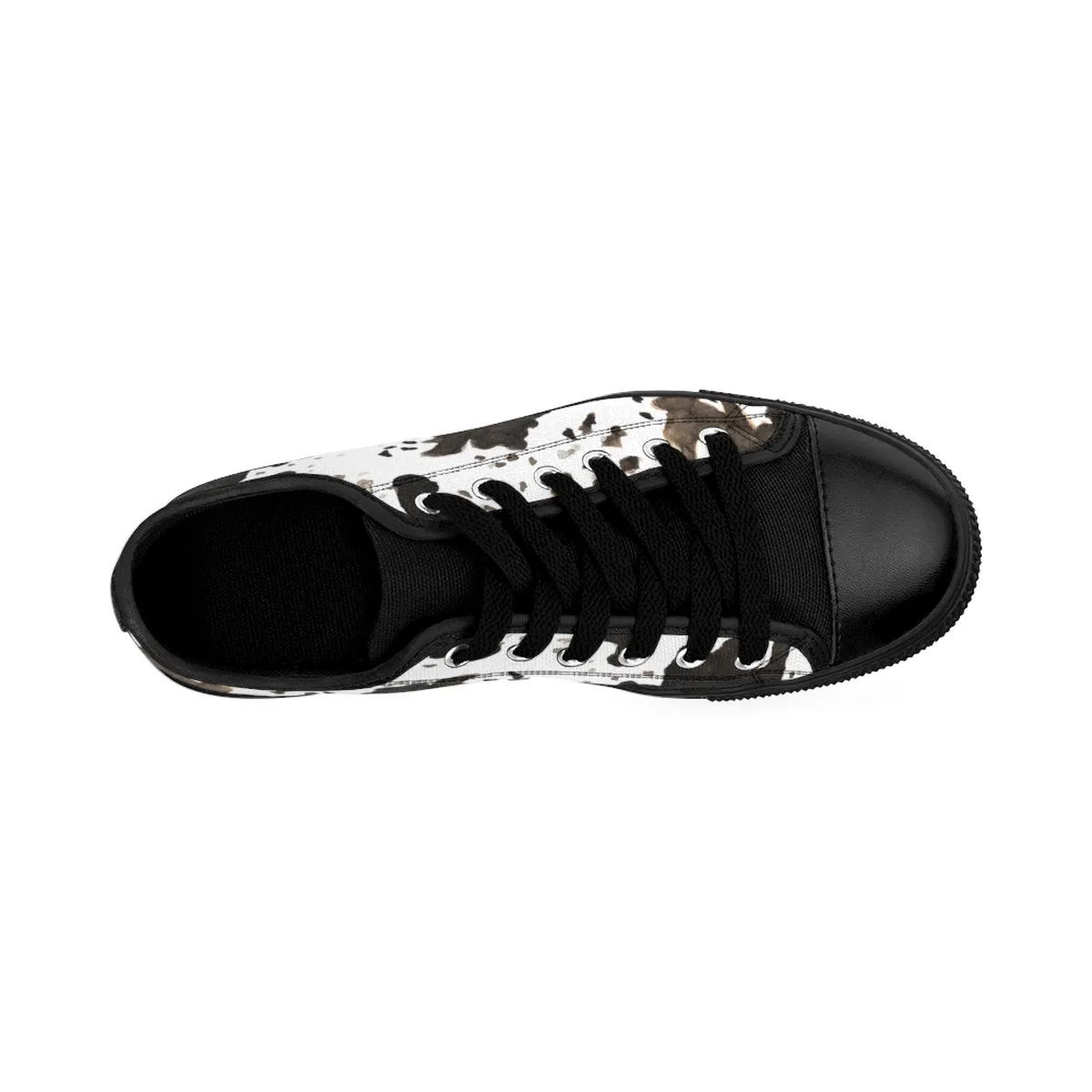 Cow Print Ladies Tennis Shoes, Brown Durable & Lightweight Women's Low Top Sneakers
