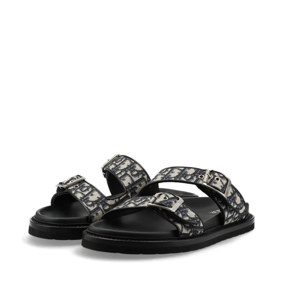 Dior Aqua Canvas x Leather Sandals 40 Men Black x Beige LS1122 Oblique Strap Box  Bag