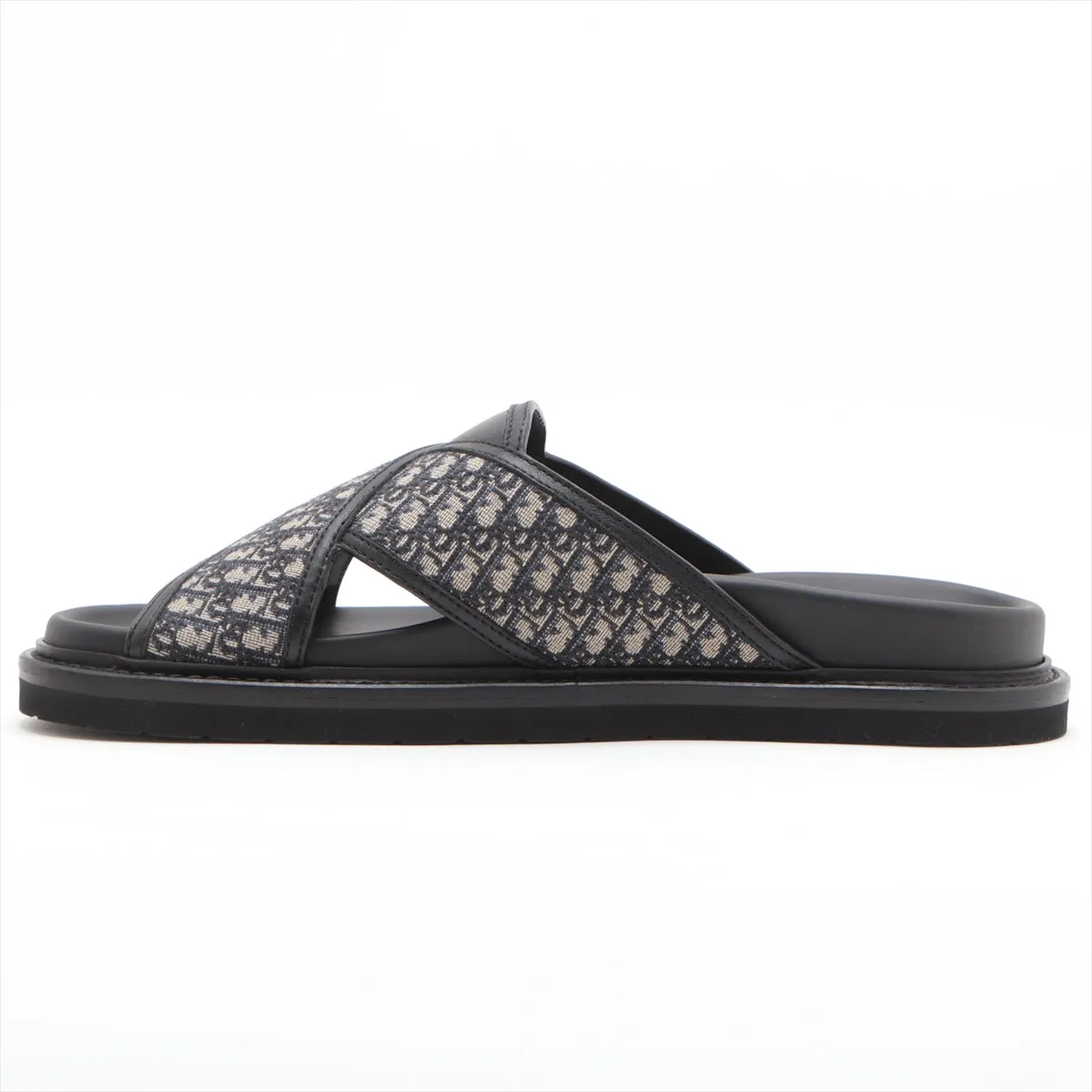 Dior Oblique Canvas x Leather Sandals 41  Beige x Black LS0122