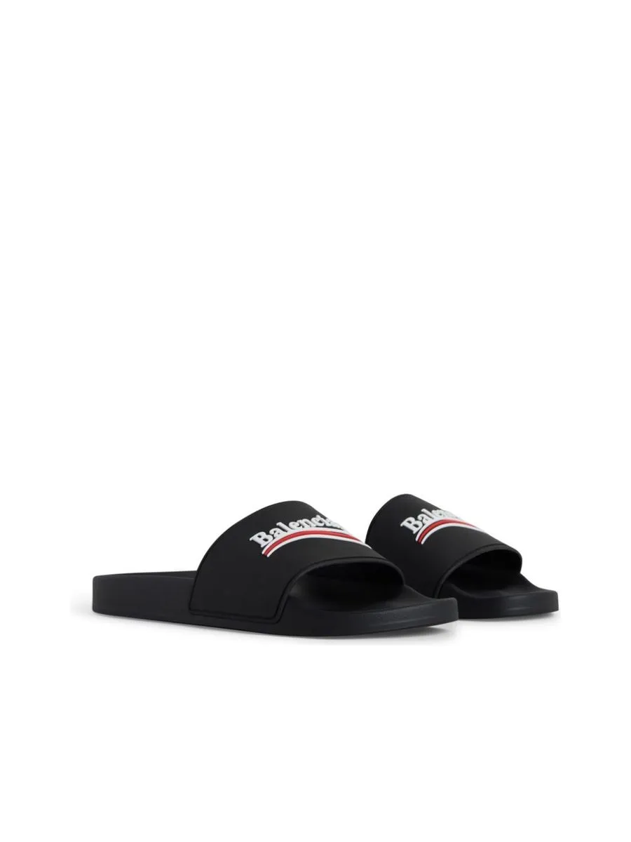 Embossed Logo Flat Sandals