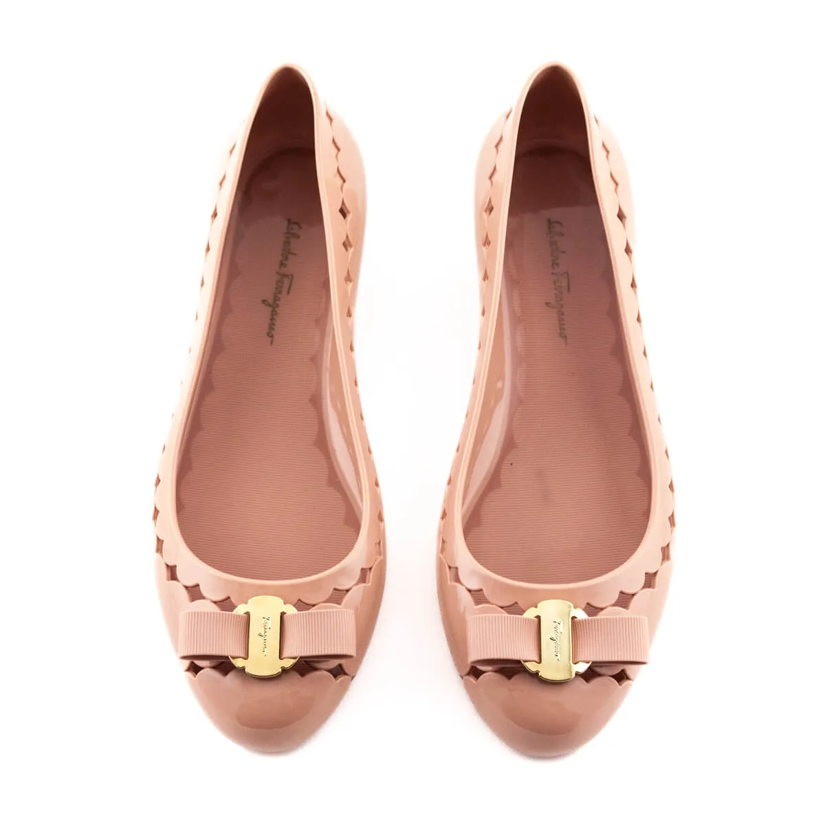 Ferragamo Light Pink Jelly Bow Ballet Flats Size US 9 | EU 39