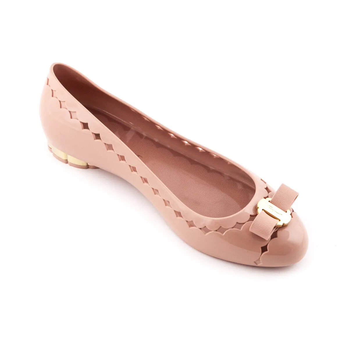 Ferragamo Light Pink Jelly Bow Ballet Flats Size US 9 | EU 39
