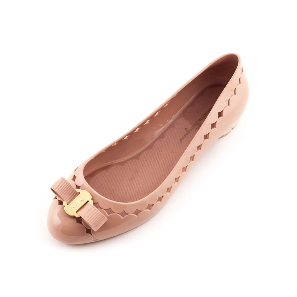 Ferragamo Light Pink Jelly Bow Ballet Flats Size US 9 | EU 39