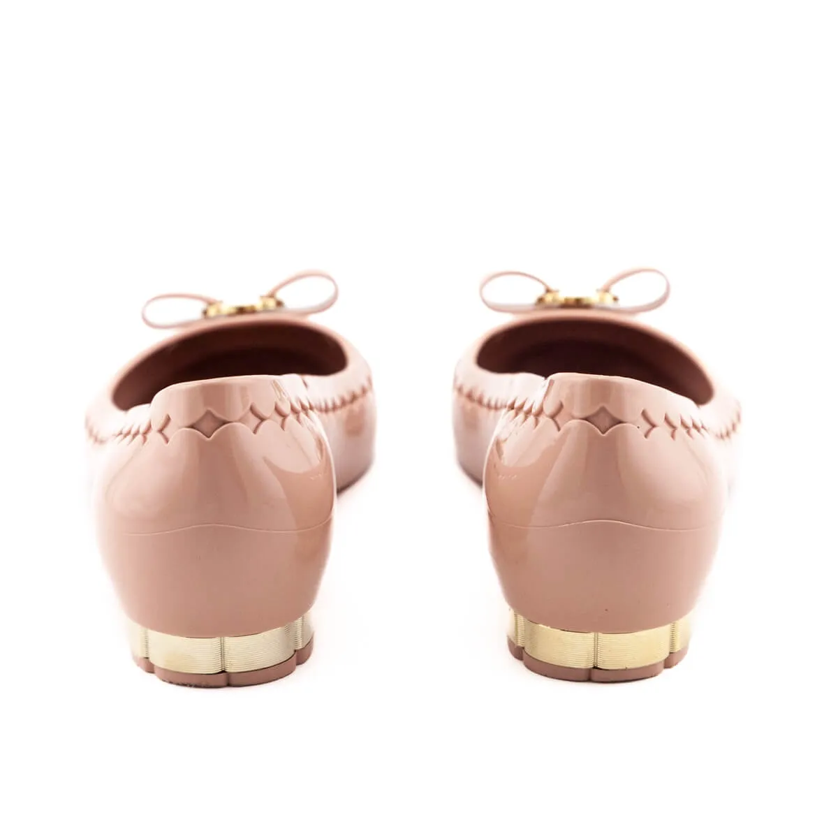 Ferragamo Light Pink Jelly Bow Ballet Flats Size US 9 | EU 39