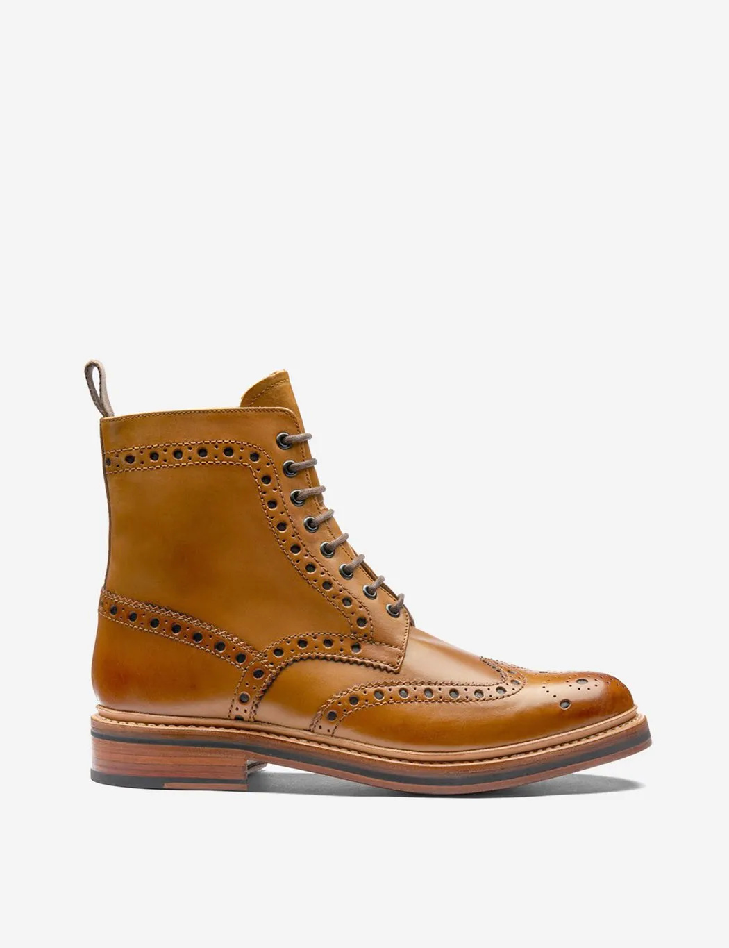 Grenson Fred Calf Brogue Boot (Leather) - Tan