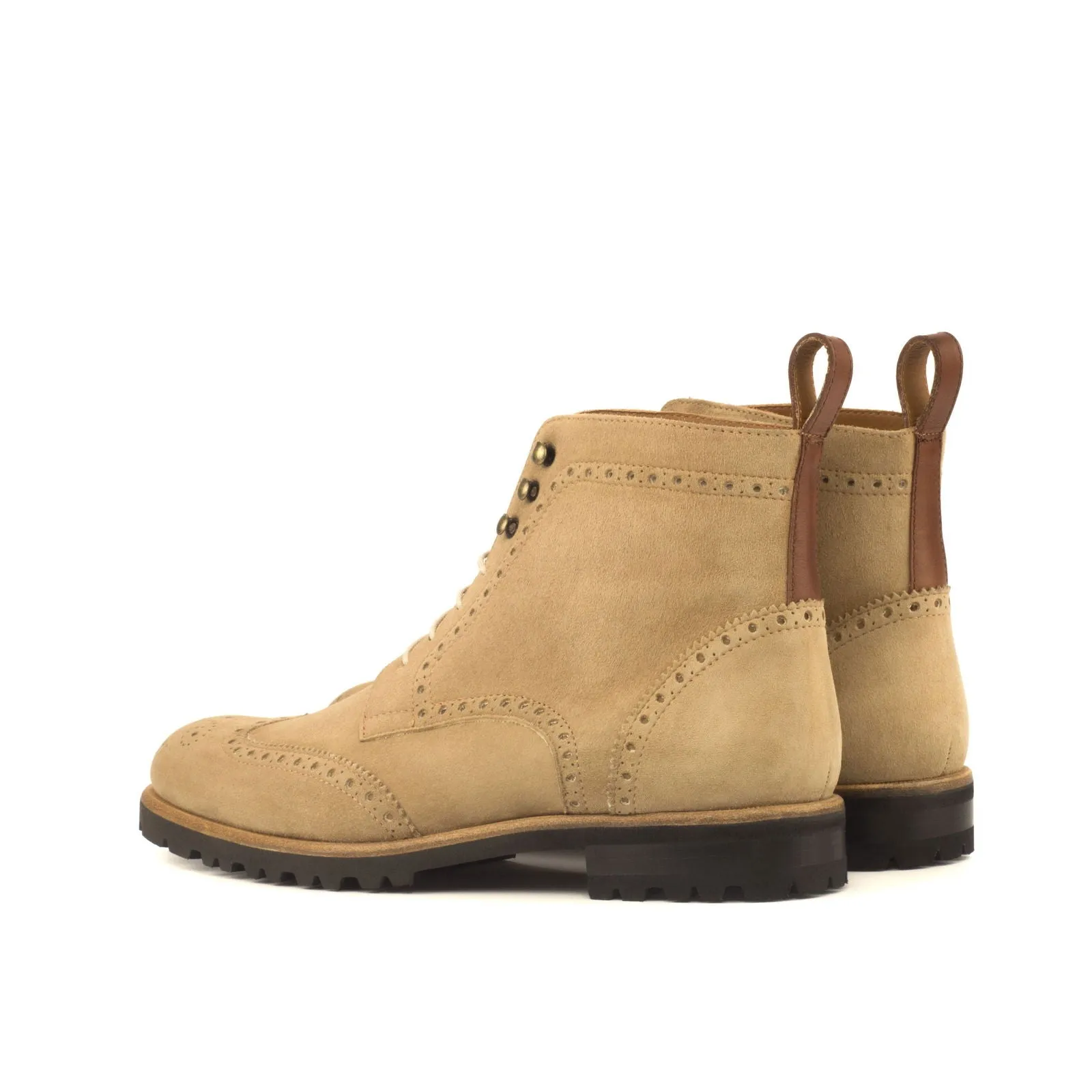 Ladies' Military Brogue-Kid Suede, Painted Calf, Brown-Wholesale