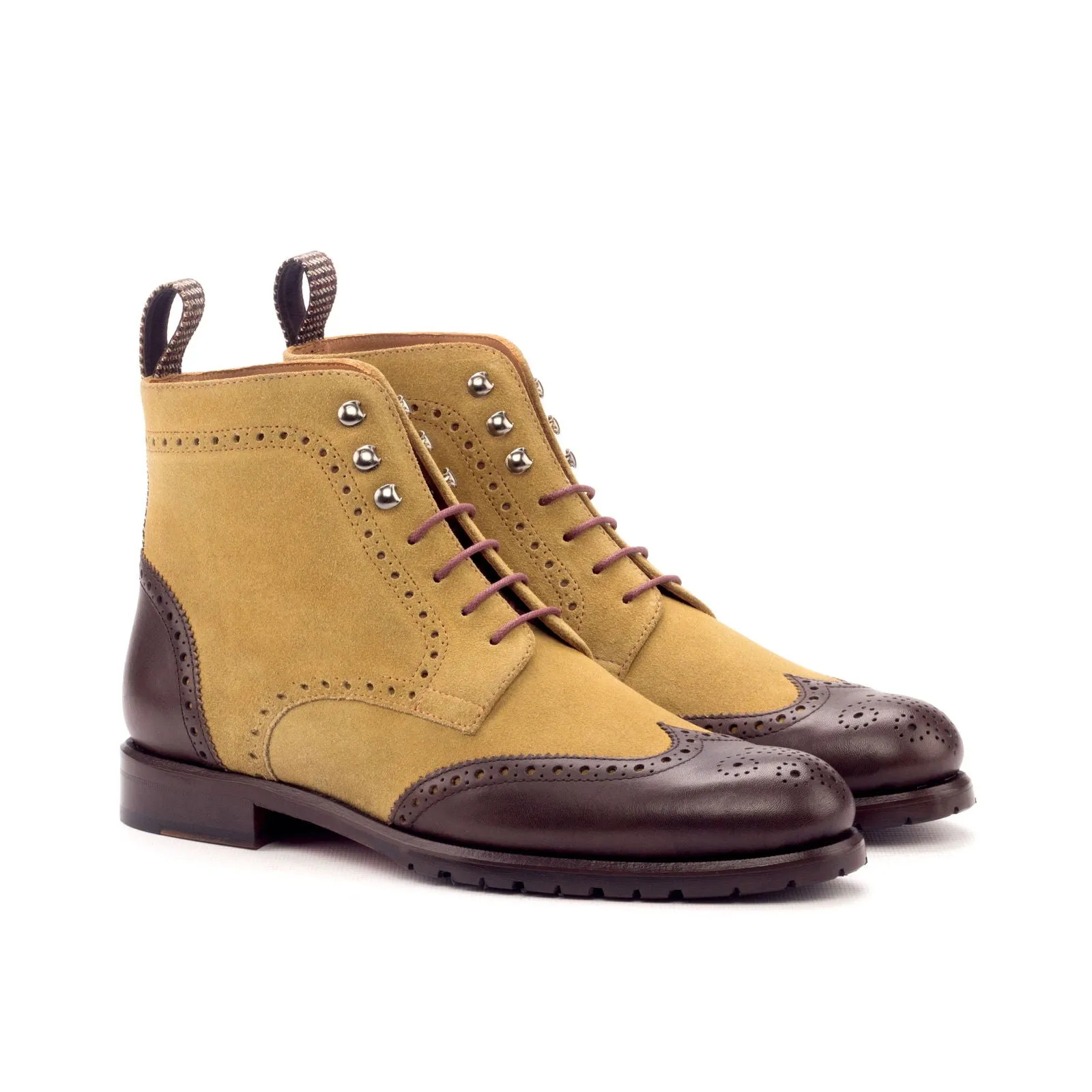 Ladies' Military Brogue-Lux Suede, Box Calf, Sartorial, Dark Brown, Brown-Wholesale