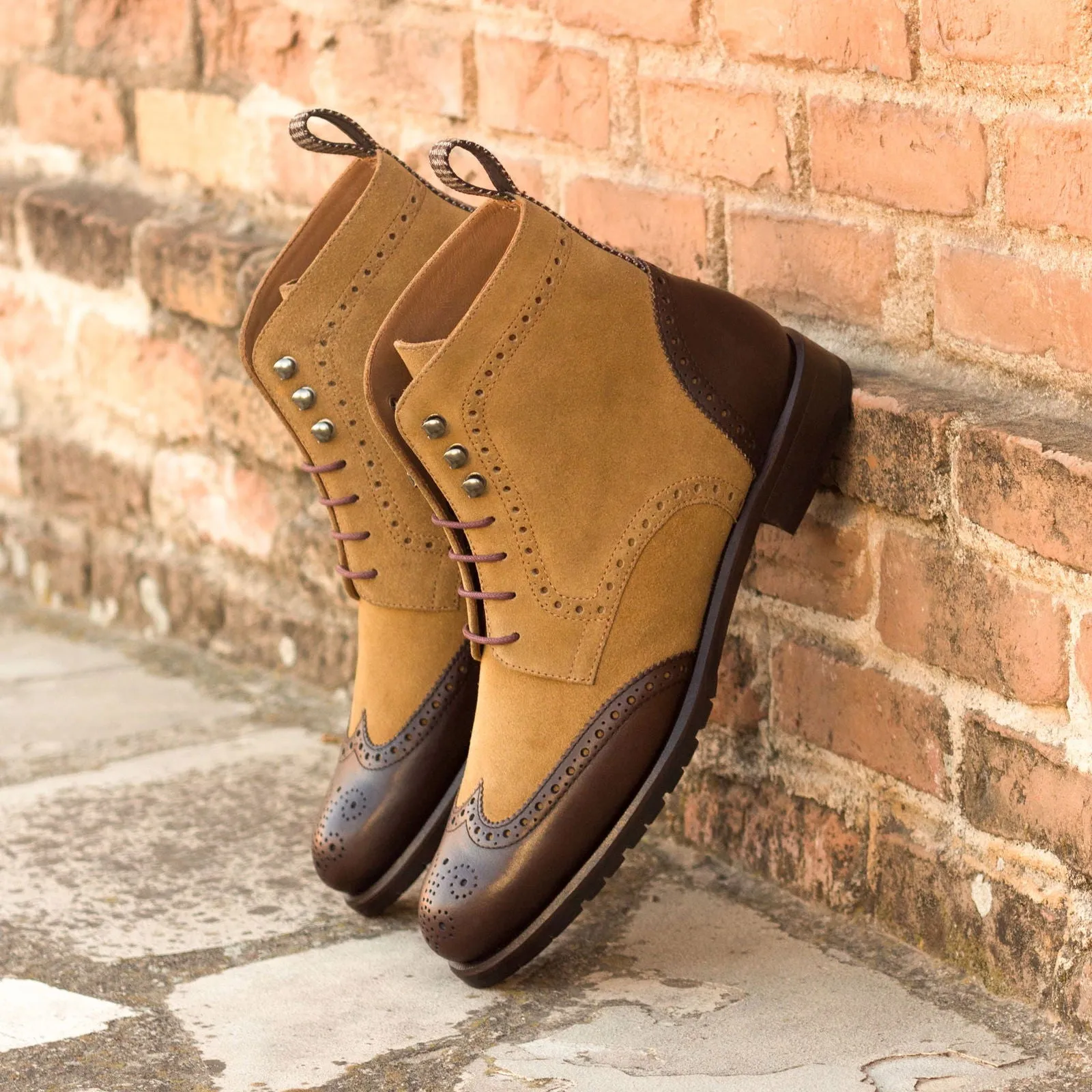 Ladies' Military Brogue-Lux Suede, Box Calf, Sartorial, Dark Brown, Brown-Wholesale