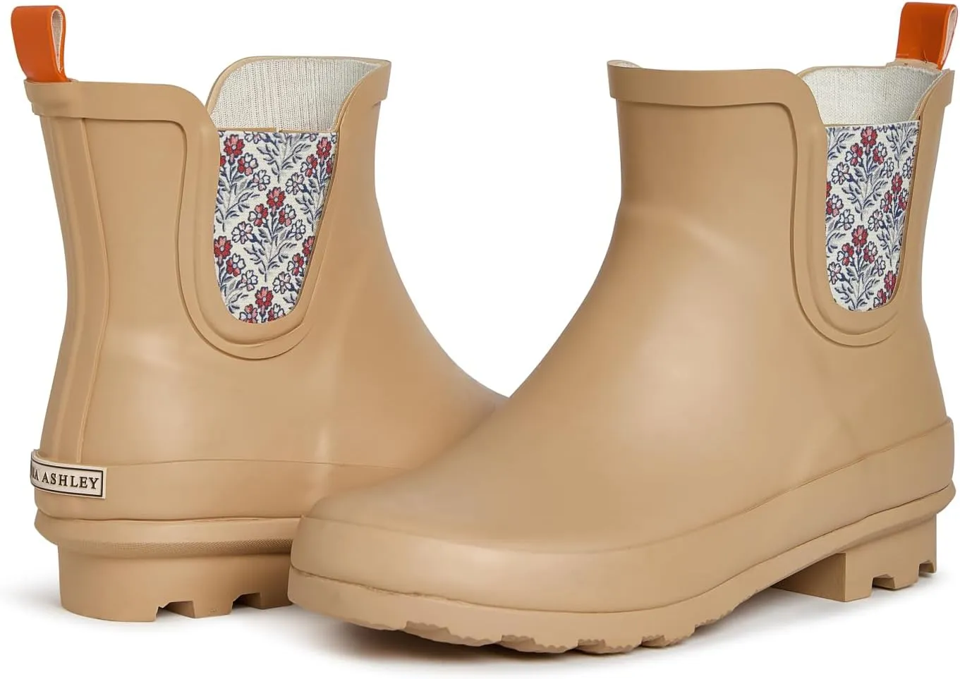 Laura Ashley Ladies ELASTIC Mid Cut Ankle Height Rubber Rain Boots