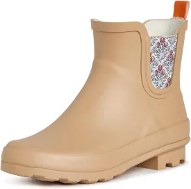 Laura Ashley Ladies ELASTIC Mid Cut Ankle Height Rubber Rain Boots