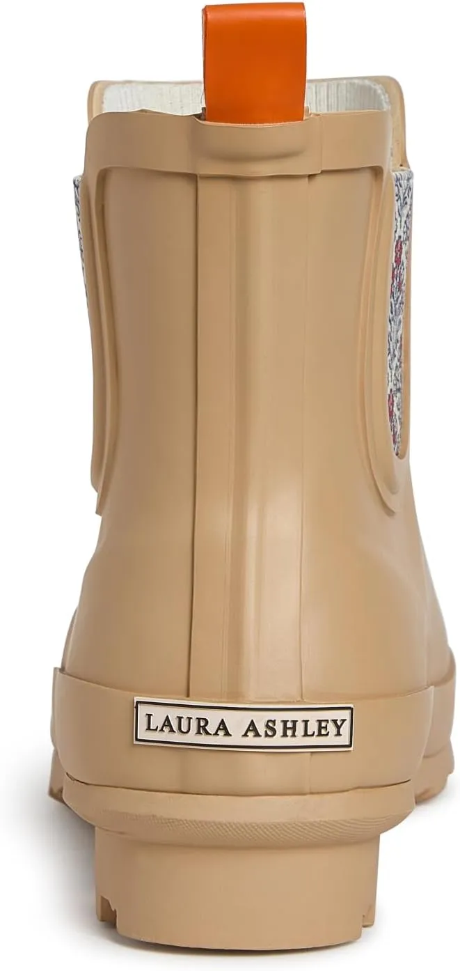 Laura Ashley Ladies ELASTIC Mid Cut Ankle Height Rubber Rain Boots