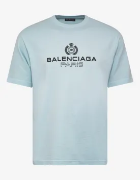 Light Blue Logo Print T-Shirt -