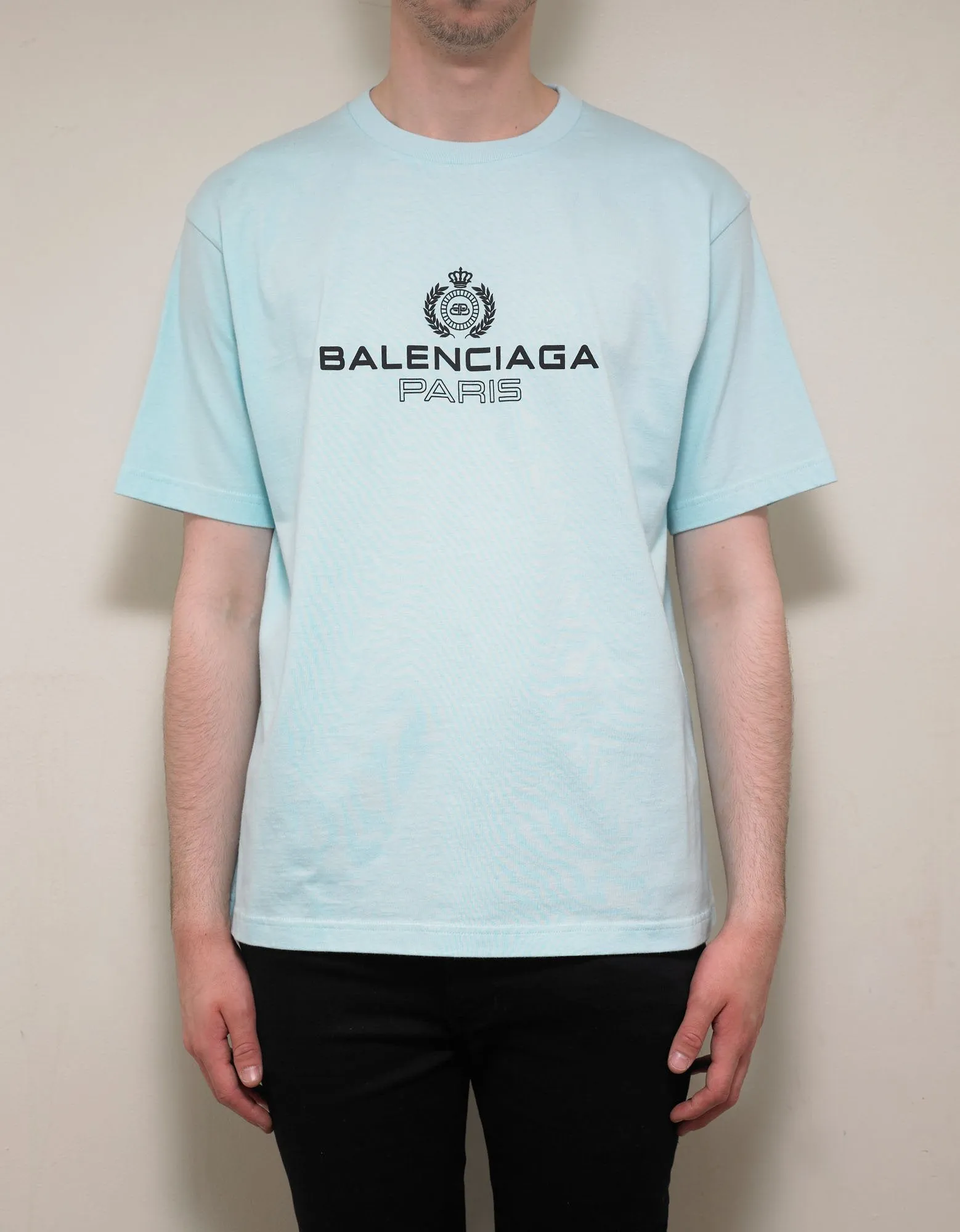 Light Blue Logo Print T-Shirt -