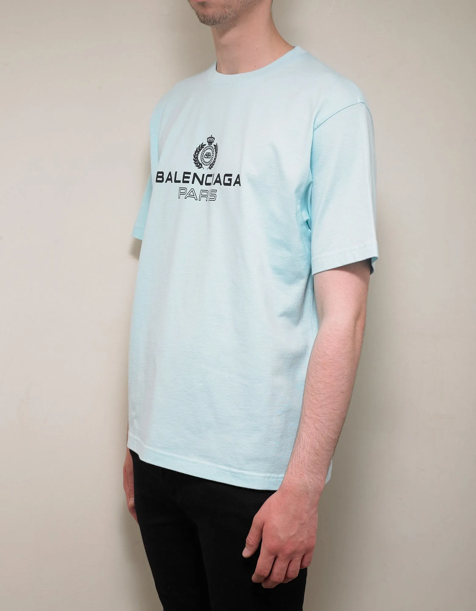 Light Blue Logo Print T-Shirt -