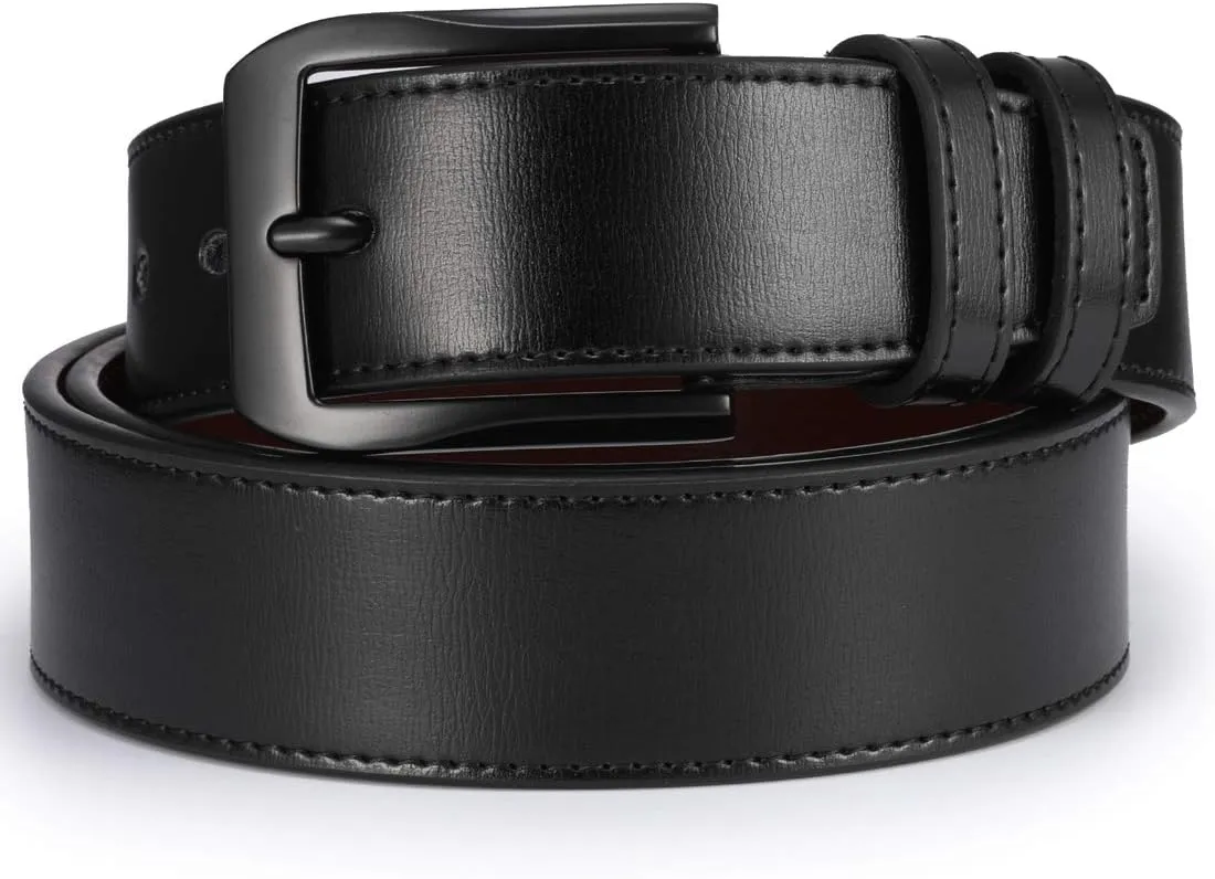 Men??s Casual Leather Jeans Belts 1 1/2?? Wide 4MM Thick Alloy Prong Buckle Work Dress Belt for Men