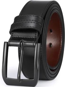 Men??s Casual Leather Jeans Belts 1 1/2?? Wide 4MM Thick Alloy Prong Buckle Work Dress Belt for Men